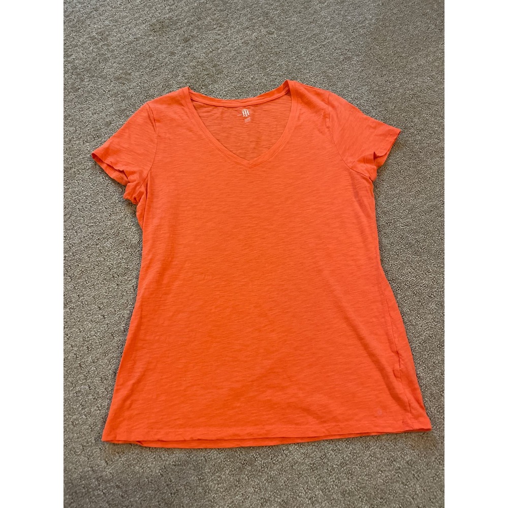 Tommy Hilfiger Orange V-Neck Short Sleeve Top XL